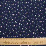 Viscose imprimée les fleurs volent fond marine