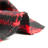 Laine mélangée tartan à poils longs rouge et noir