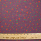Polyviscose légère imprimée fleurs rouges fond violet