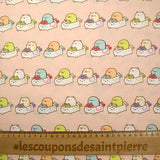 Viscose imprimée Sumikko Gurashi fond pêche