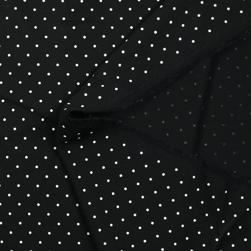 Twill de viscose imprimé à pois fond noir