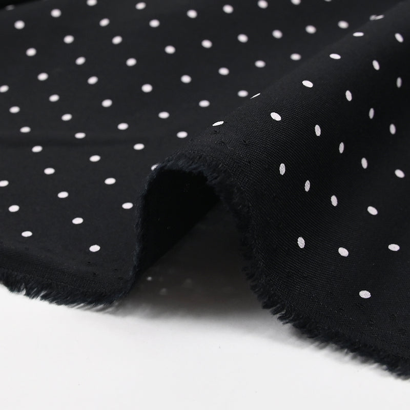 Twill de viscose imprimé à pois fond noir