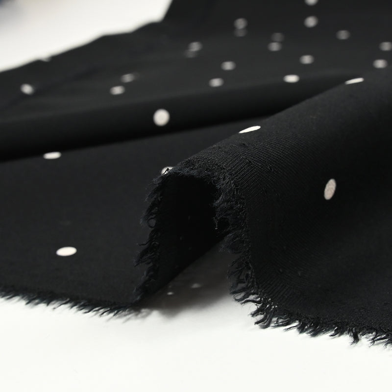 Twill de viscose imprimé pluie de pois fond noir