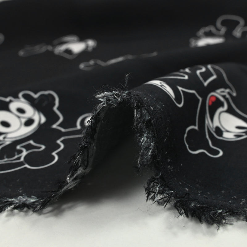 Viscose imprimée Félix le chat fond anthracite
