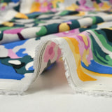 Crêpe viscose léger imprimé nature peinture fond blanc