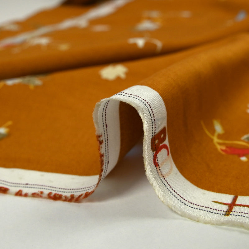 Viscose imprimée douceur fleurie fond cuivre