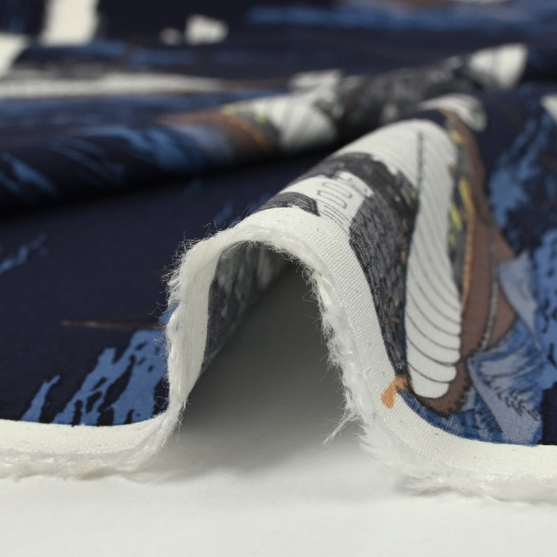 Viscose imprimée traversée en bateau fond marine