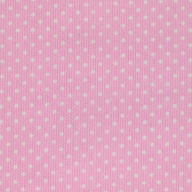 Piqué de coton imprimé à pois fond rose