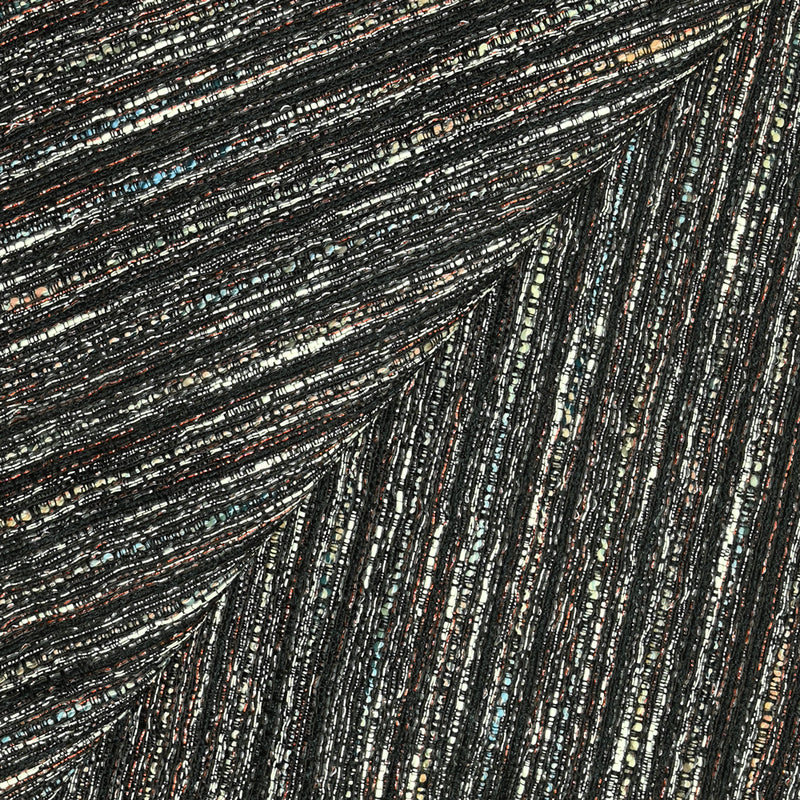 Tissu maille graphique fil lurex cuivré - noir