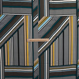 Crêpe viscose léger imprimé horizon et diagonale fond écru