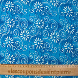 Coton batik imprimé Udaipur fond bleu azur