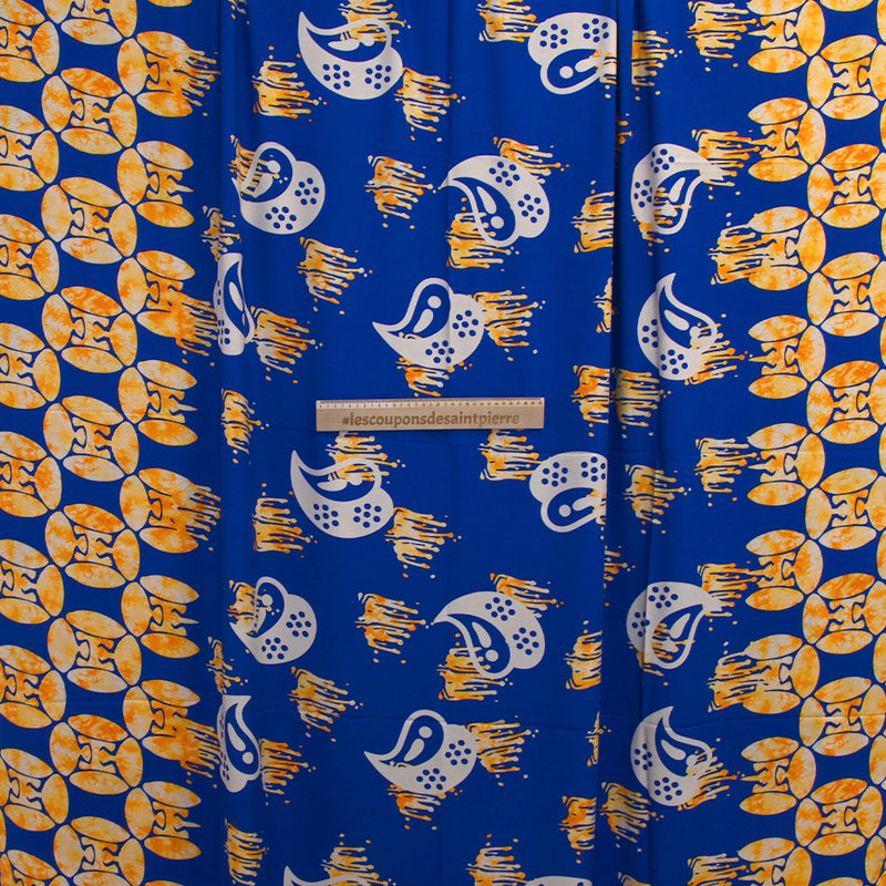 Viscose imprimée flamme fond bleu roi