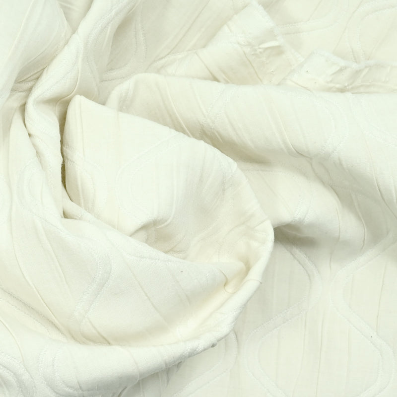 Jacquard de polyester gaufré onde blanc cassé