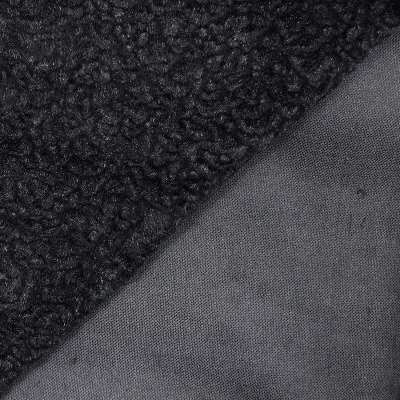 Fourrure en coton aspect astrakan noir délavé
