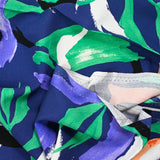 Viscose imprimée fougère verte fond marine