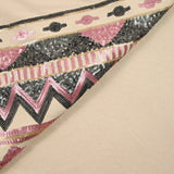 Suédine jersey à base brodée sequin fond sable