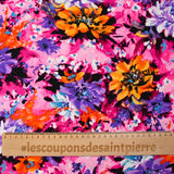 Viscose imprimée nuage de fleurs fond rose