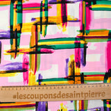 Viscose imprimée Piet coloré fond rose