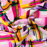 Viscose imprimée Piet coloré fond rose