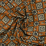 Coton indien imprimé Dharamshala fond camel