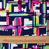 Viscose imprimée Piet coloré fond marine