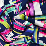 Viscose imprimée Piet coloré fond marine