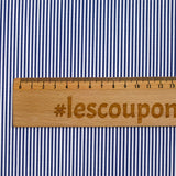 Polycoton rayé marine 1mm fond blanc