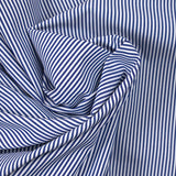 Polycoton rayé marine 1mm fond blanc