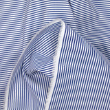 Polycoton rayé marine 1mm fond blanc