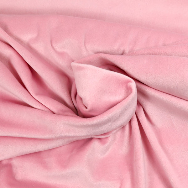 Jersey polyester en velours ras tout doux rose bubble gum