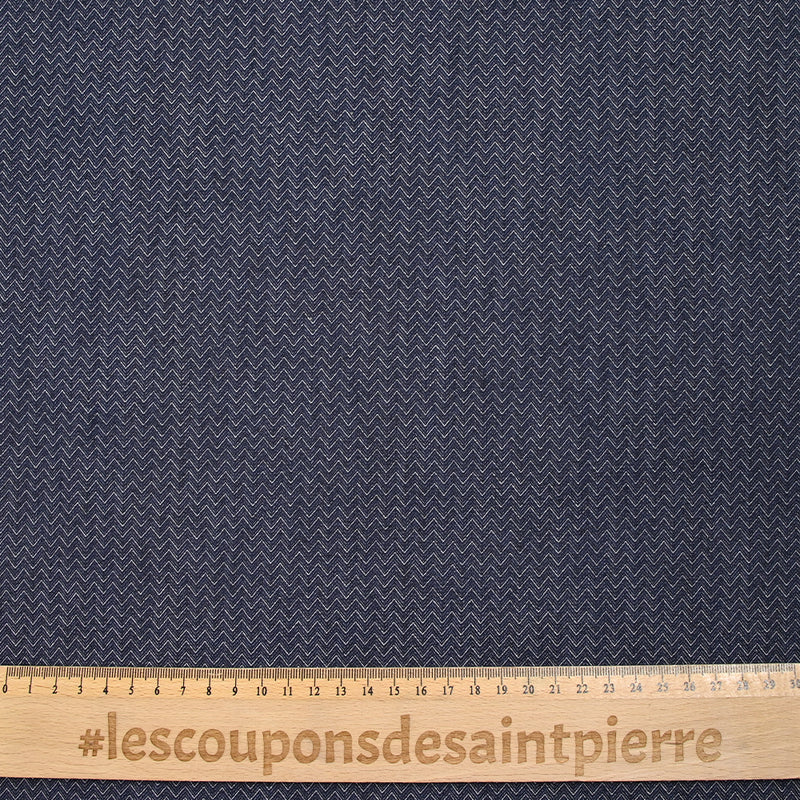 Jean's coton chevrons en jacquard bleu foncé