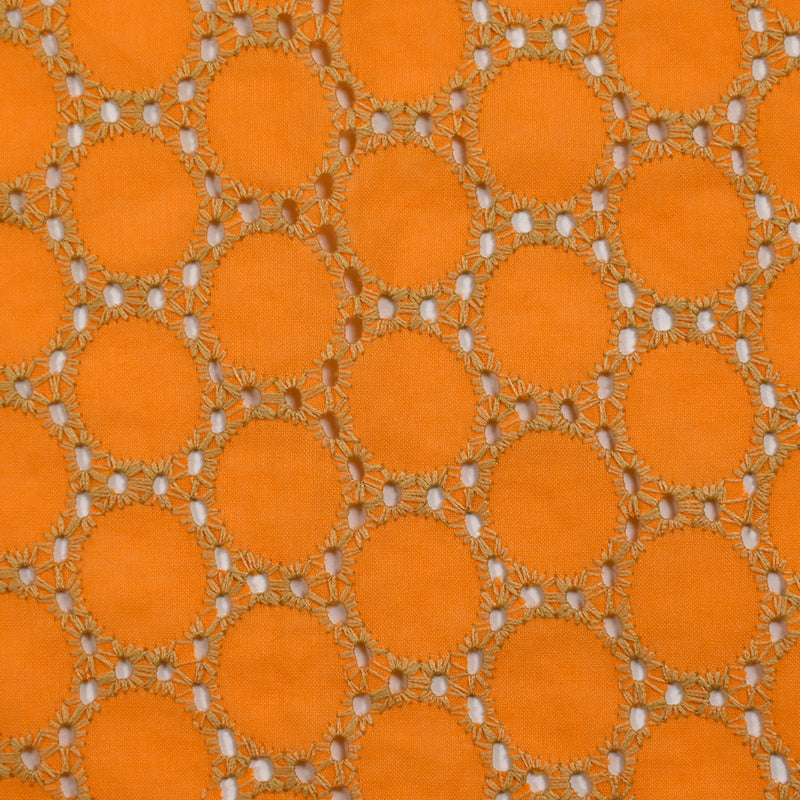 Broderie anglaise festonnée beige Aurélia fond orange
