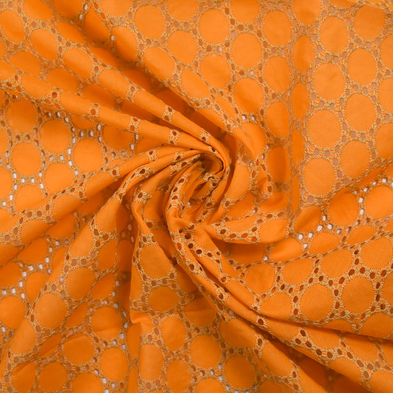 Broderie anglaise festonnée beige Aurélia fond orange