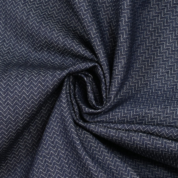 Jean's coton chevrons en jacquard bleu foncé