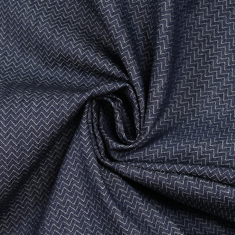 Jean's coton chevrons en jacquard bleu foncé