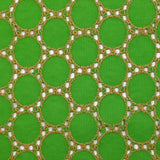Broderie anglaise festonnée beige Aurélia fond vert pomme