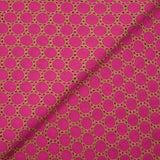 Broderie anglaise festonnée beige Aurélia fond fuchsia