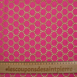 Broderie anglaise festonnée beige Aurélia fond fuchsia