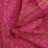 Beige scalloped English embroidery Éléonore fuchsia background