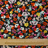 Viscose imprimée explosion de fleurs fond noir