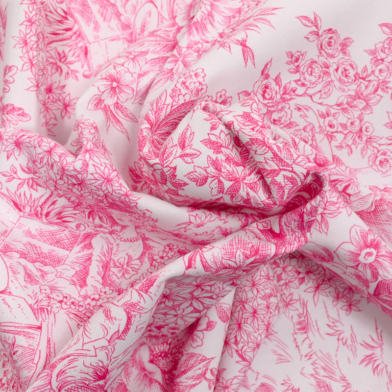Piqué de coton toile de jouy rose – Les Coupons de Saint-Pierre