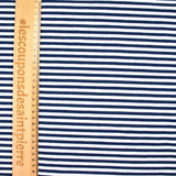 Jersey de coton rayé 5 mm marine et blanc