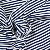 Jersey de coton rayé 5 mm marine et blanc