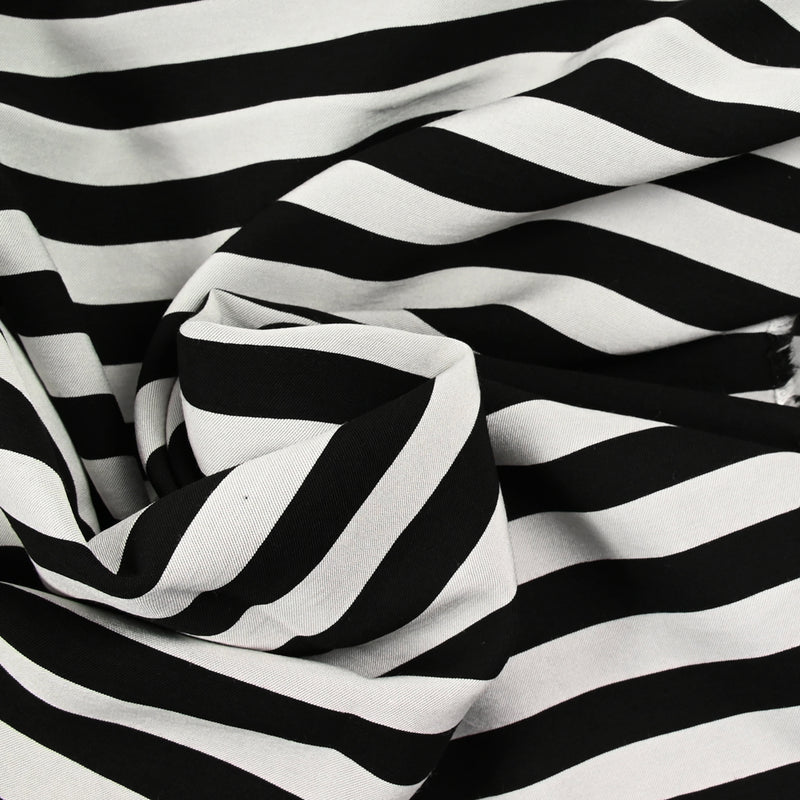 Twill de viscose rayé gris et noir