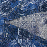 Viscose imprimée paisley bleu barbeau