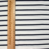 Jersey de coton fin rayé blanc et marine