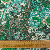 Viscose imprimée paisley vert et turquoise