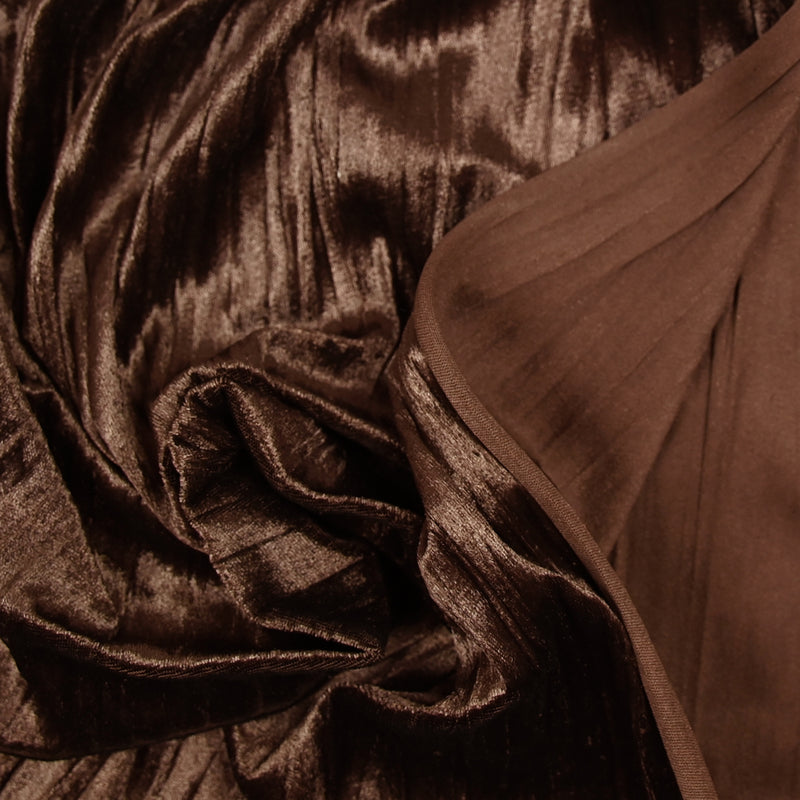 Jersey velours plissé marron