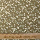 Viscose imprimée buisson floral fond beige kaki