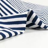 Jersey de coton rayé 5 mm marine et blanc